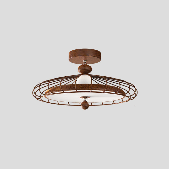 French Round Grille Iron Acrylic LED Ceiling Light
