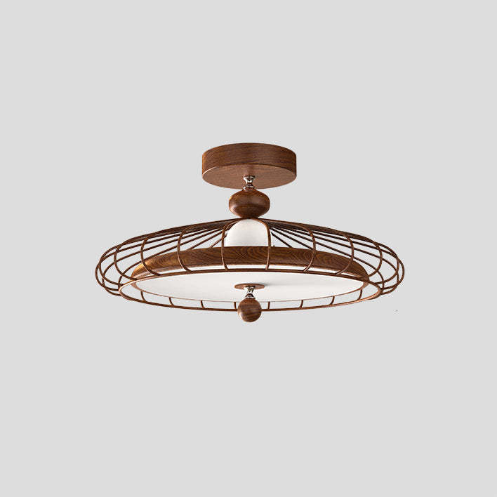 French Round Grille Iron Acrylic LED Ceiling Light
