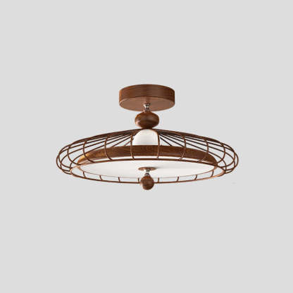 French Round Grille Iron Acrylic LED Ceiling Light