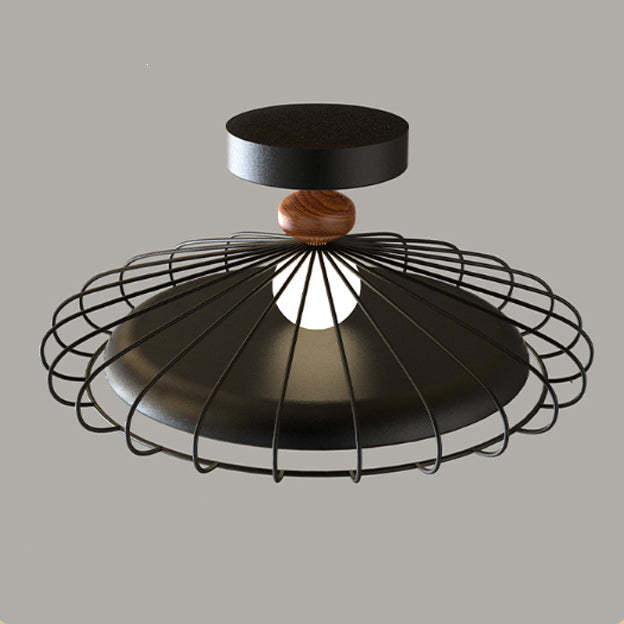 French Round Grille Iron Acrylic LED Ceiling Light