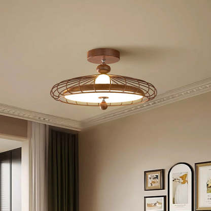 French Round Grille Iron Acrylic LED Ceiling Light