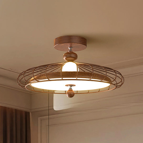 French Round Grille Iron Acrylic LED Ceiling Light