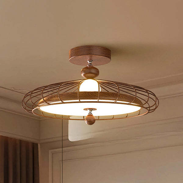French Round Grille Iron Acrylic LED Ceiling Light