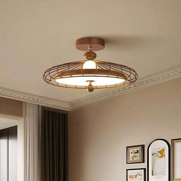 French Round Grille Iron Acrylic LED Ceiling Light