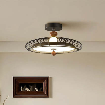 French Round Grille Iron Acrylic LED Ceiling Light