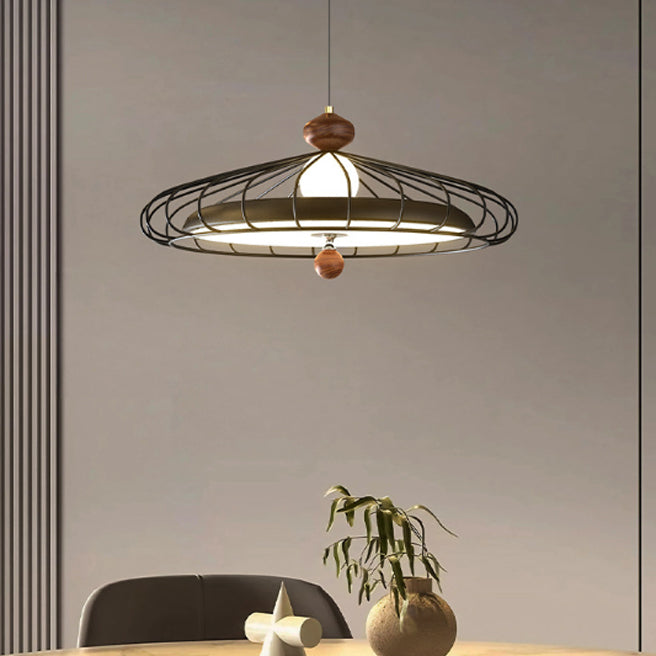 French Round Grille Iron Acrylic LED Chandelier