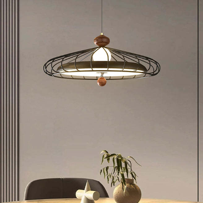 French Round Grille Iron Acrylic LED Chandelier