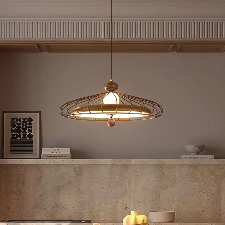 French Round Grille Iron Acrylic LED Chandelier