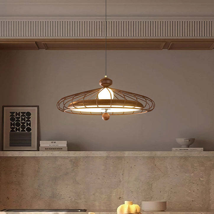 French Round Grille Iron Acrylic LED Chandelier