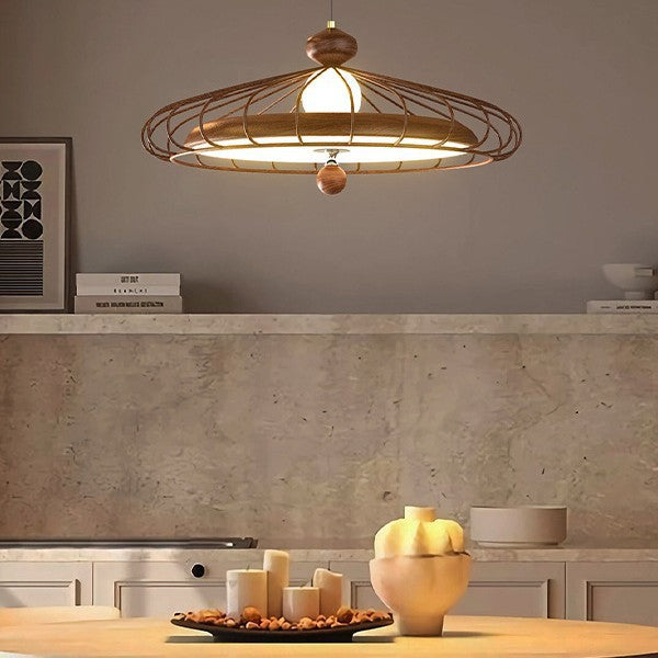 French Round Grille Iron Acrylic LED Chandelier