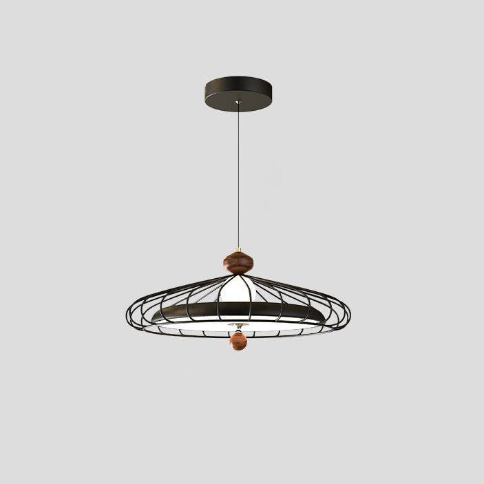 French Round Grille Iron Acrylic LED Chandelier