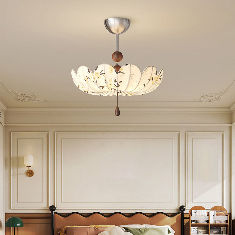 French Fabric Semicircular Bud Ceiling Light