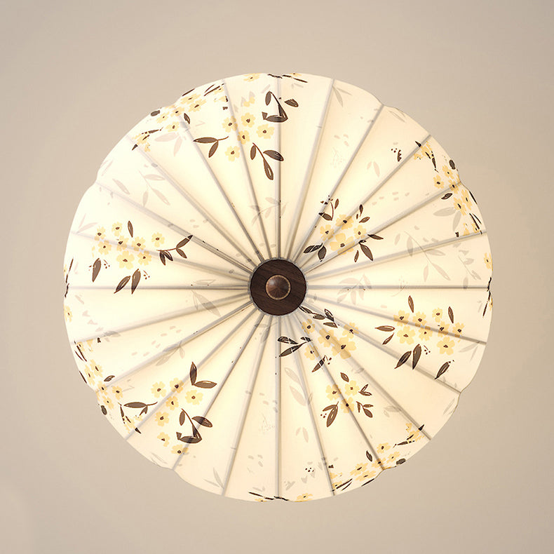 French Semicircle Bud Fabric Iron Wood Chandelier