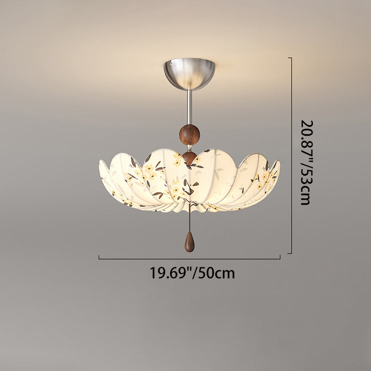 French Fabric Semicircular Bud Ceiling Light