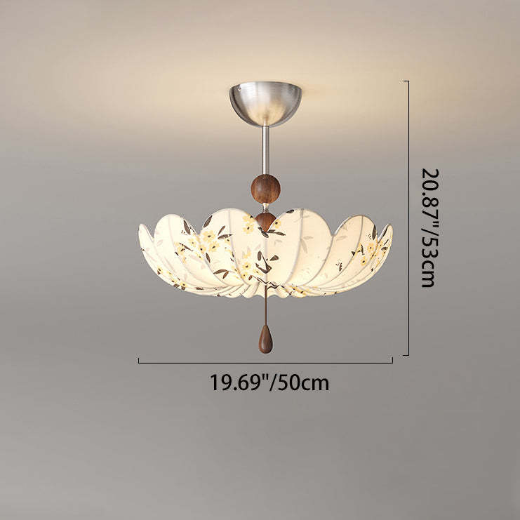 French Fabric Semicircular Bud Ceiling Light