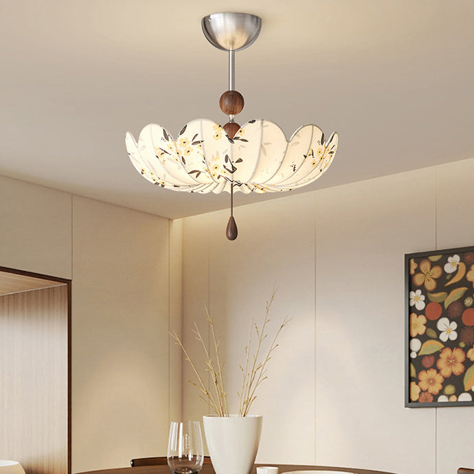 French Fabric Semicircular Bud Ceiling Light