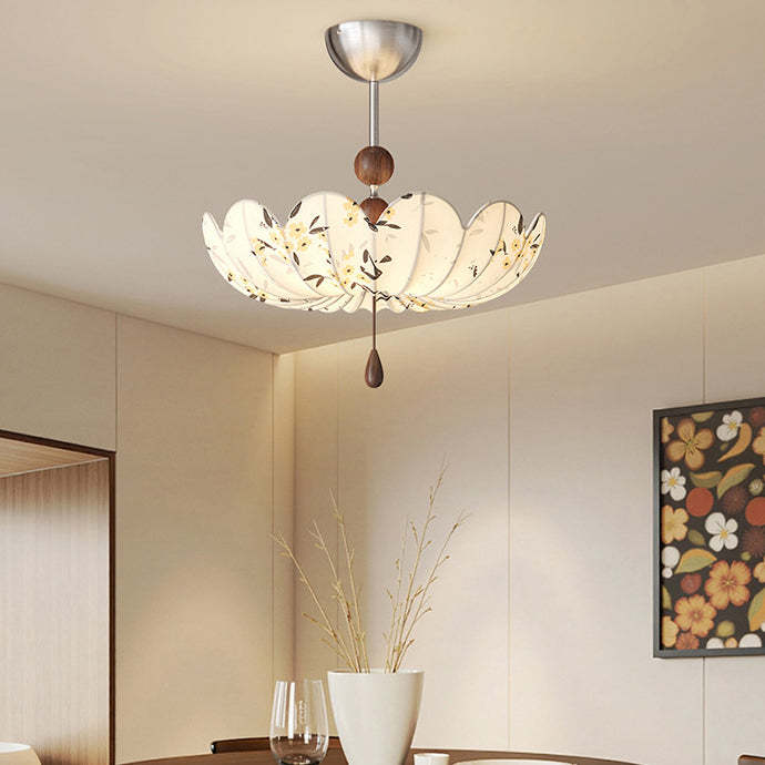 French Fabric Semicircular Bud Ceiling Light