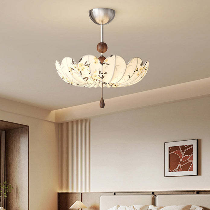 French Fabric Semicircular Bud Ceiling Light