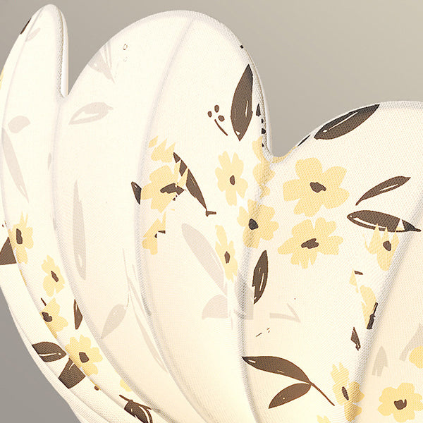 French Semicircle Bud Fabric Iron Wood Chandelier