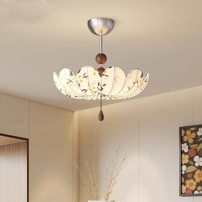 French Fabric Semicircular Bud Ceiling Light