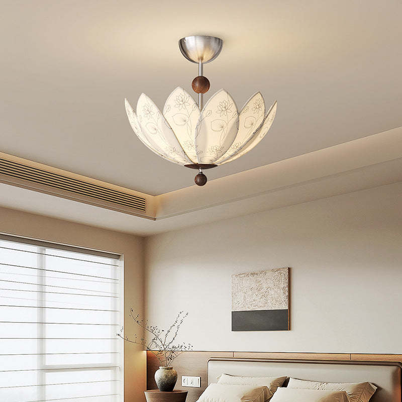 French Fabric Semicircular Bud Ceiling Light