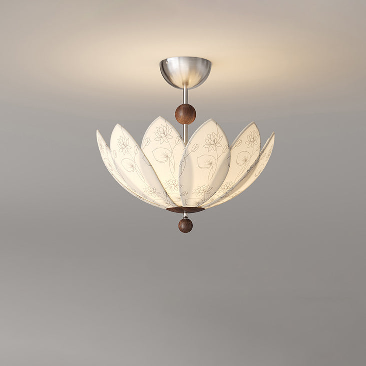 French Fabric Semicircular Bud Ceiling Light