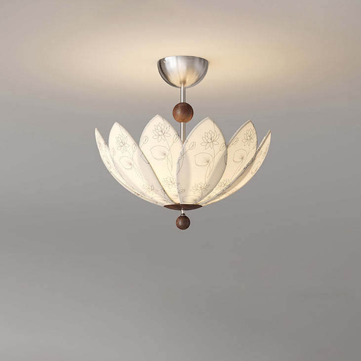 French Fabric Semicircular Bud Ceiling Light