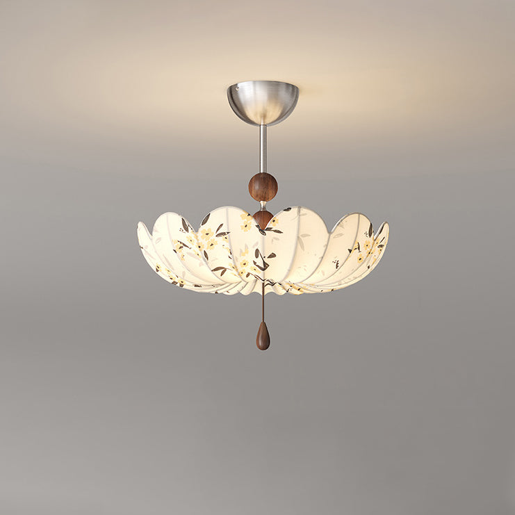 French Fabric Semicircular Bud Ceiling Light