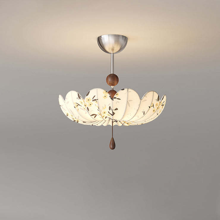 French Fabric Semicircular Bud Ceiling Light