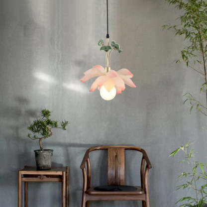 Chinese Lotus Orb Iron Resin Ceramic Chandelier — 1 / 110V-120V For US/CA