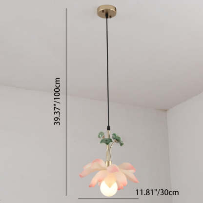 Chinese Lotus Orb Iron Resin Ceramic Chandelier — 3 / 220V-240V For UK/AU