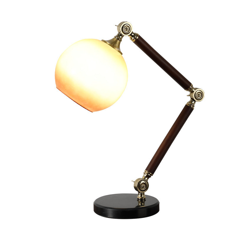 Retro Semicircle Bendable Rubber Wood Table Lamp