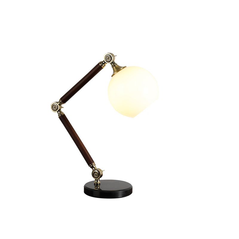Retro Semicircle Bendable Rubber Wood Table Lamp