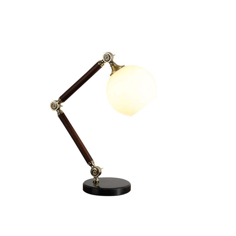 Retro Semicircle Bendable Rubber Wood Table Lamp