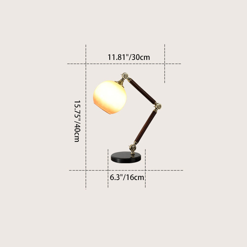 Retro Semicircle Bendable Rubber Wood Table Lamp