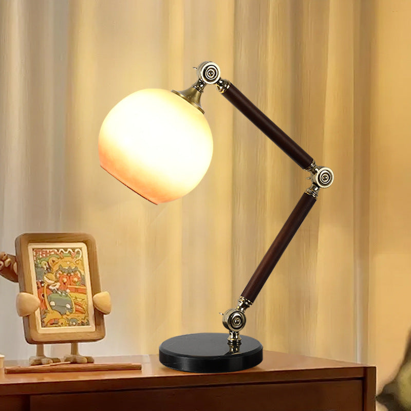 Retro Semicircle Bendable Rubber Wood Table Lamp