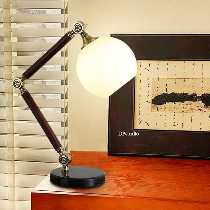 Retro Semicircle Bendable Rubber Wood Table Lamp