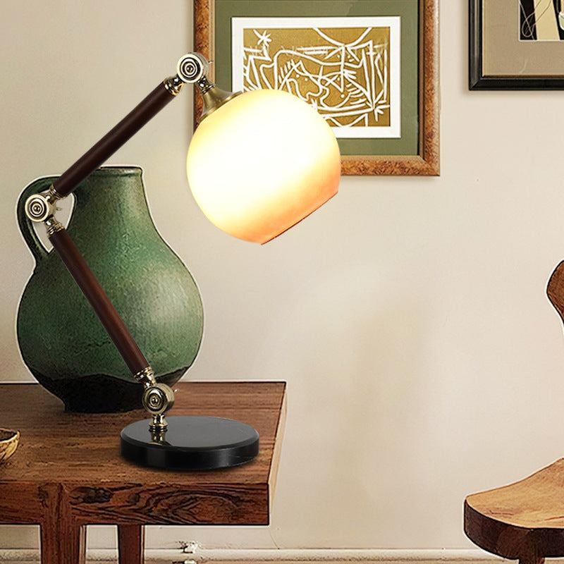Retro Semicircle Bendable Rubber Wood Table Lamp