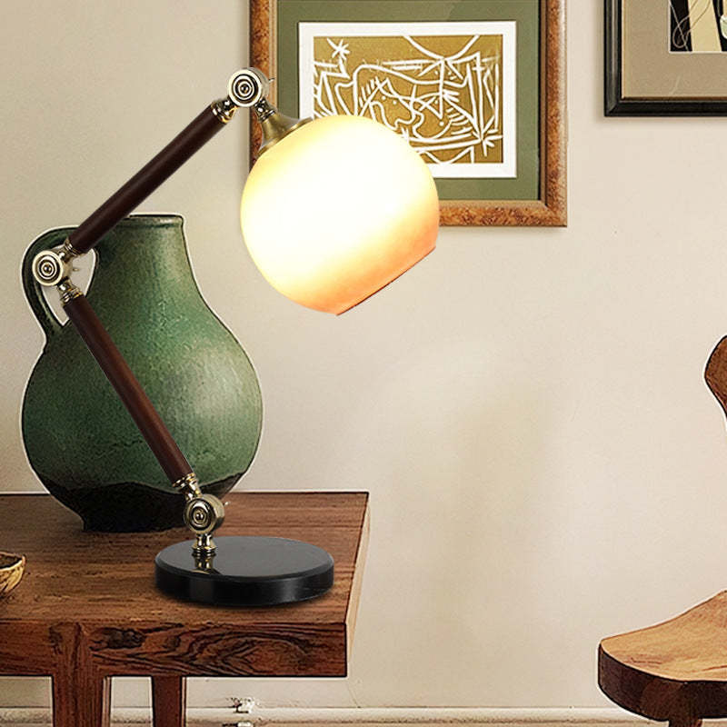 Retro Semicircle Bendable Rubber Wood Table Lamp
