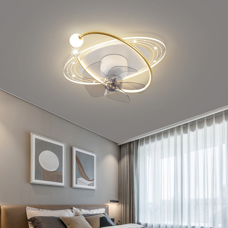 Nordic Five-Blade Orb Iron Flush Ceiling Fan Light