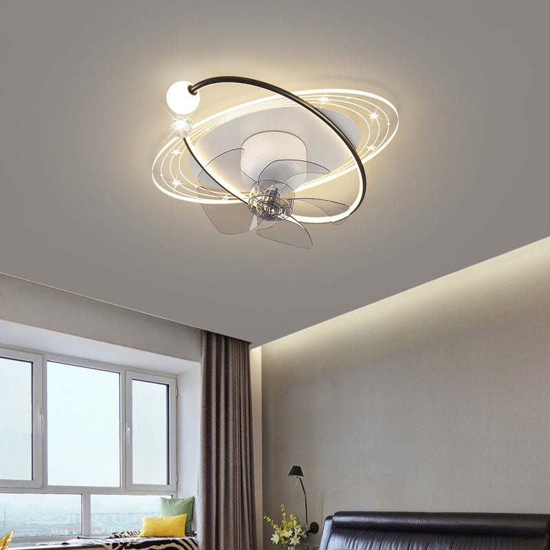 Nordic Five-Blade Orb Iron Flush Ceiling Fan Light