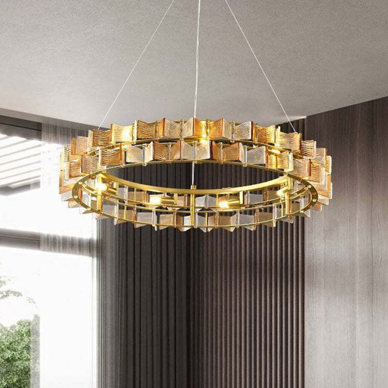 Modern Luxe Round Glass Iron Chandelier — Gold / 220V-240V For UK/AU
