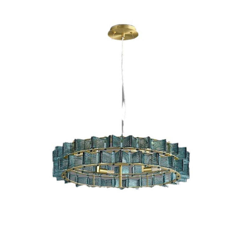 Modern Luxe Round Glass Iron Chandelier