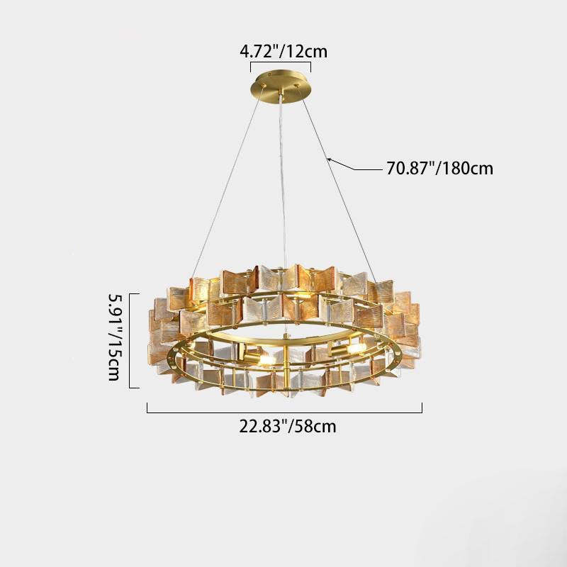 Modern Luxe Round Glass Iron Chandelier — Blue / 220V-240V For UK/AU
