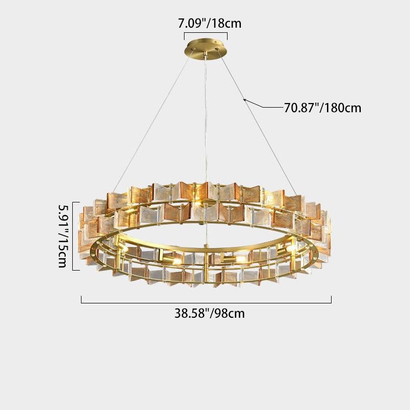 Modern Luxe Round Glass Iron Chandelier — Gold / 220V-240V For UK/AU