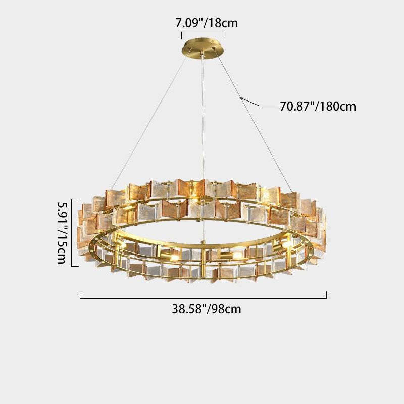 Modern Luxe Round Glass Iron Chandelier — Gold / 220V-240V For UK/AU