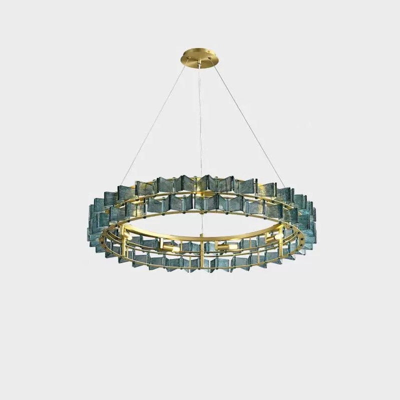 Modern Luxe Round Glass Iron Chandelier — Blue / 220V-240V For UK/AU