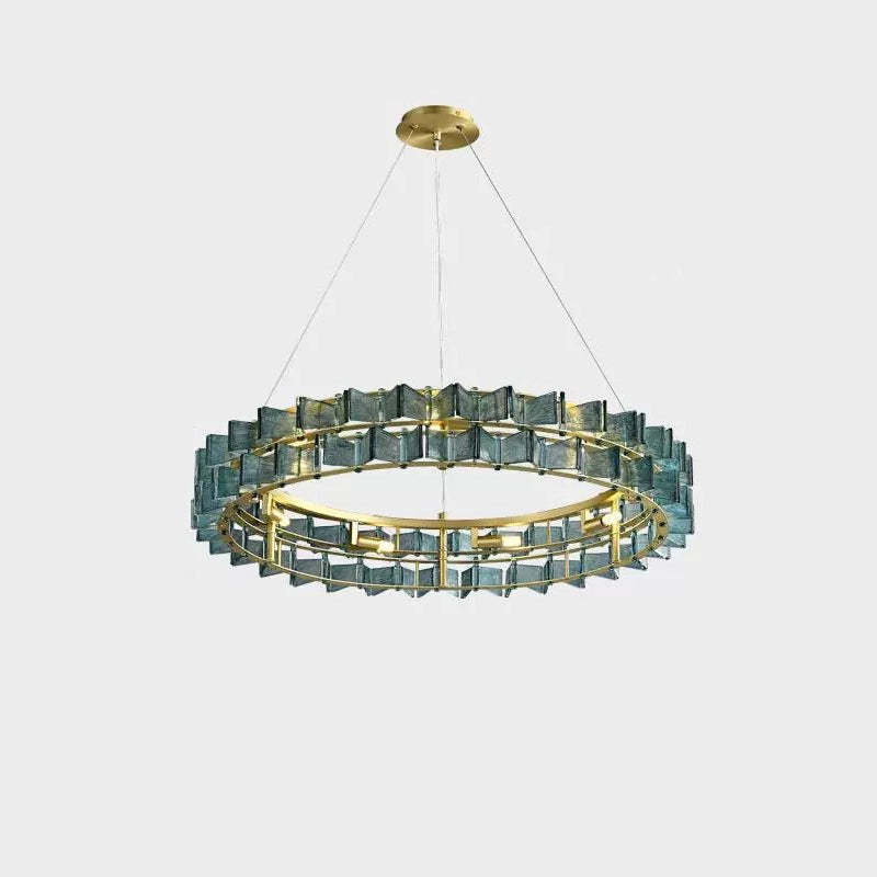 Modern Luxe Round Glass Iron Chandelier
