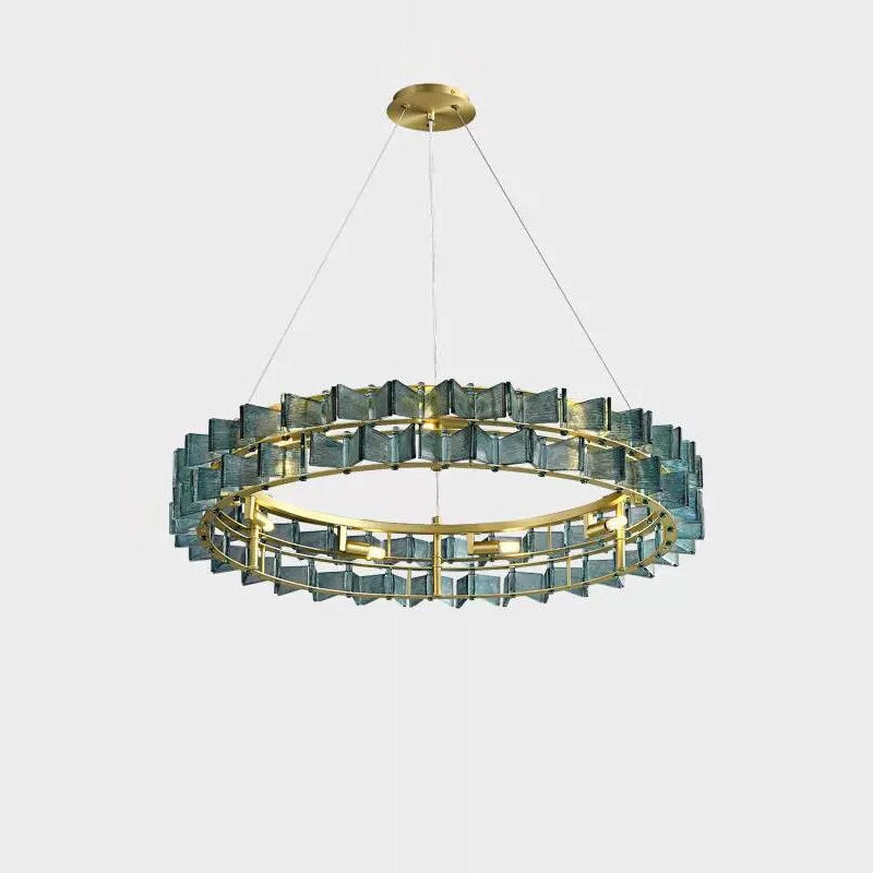 Modern Luxe Round Glass Iron Chandelier