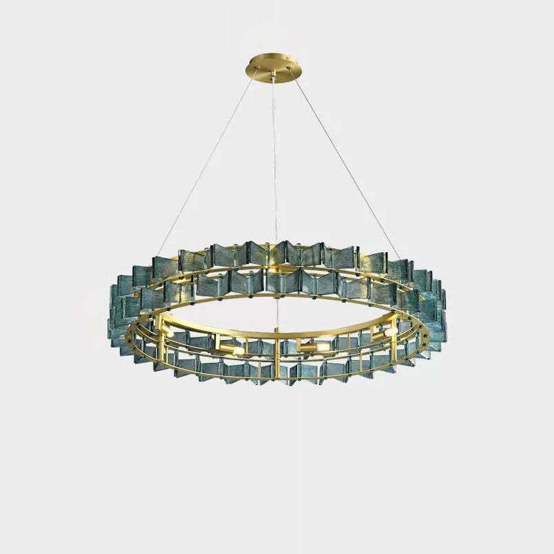 Modern Luxe Round Glass Iron Chandelier
